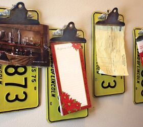 old license plates lying around check out these 28 snazzy decor ideas, Hang These Cute And Useful Clipboards