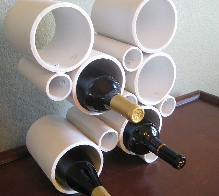what do you do with leftover pvc pipes try these 27 clever uses, Craft A Few Pieces Into A Standing Wine Rack