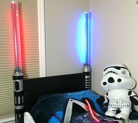 what do you do with leftover pvc pipes try these 27 clever uses, Make A Glowing Lightsaber Headboard