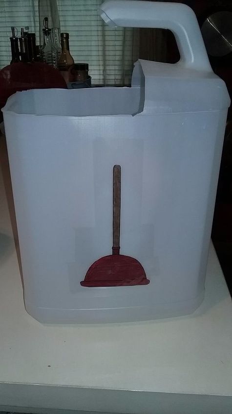 plunger caddy, I attached a picture of a plunger on each jug
