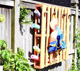 create a splash of color with this wooden pallet pool organizer, Complete Next stop jumping into the pool
