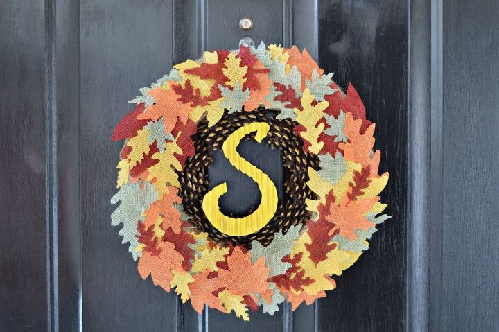 s 13 enjoyable burlap wreaths that ll make you smile when you see them, Hot Glue Burlap Leaves On A Wreath