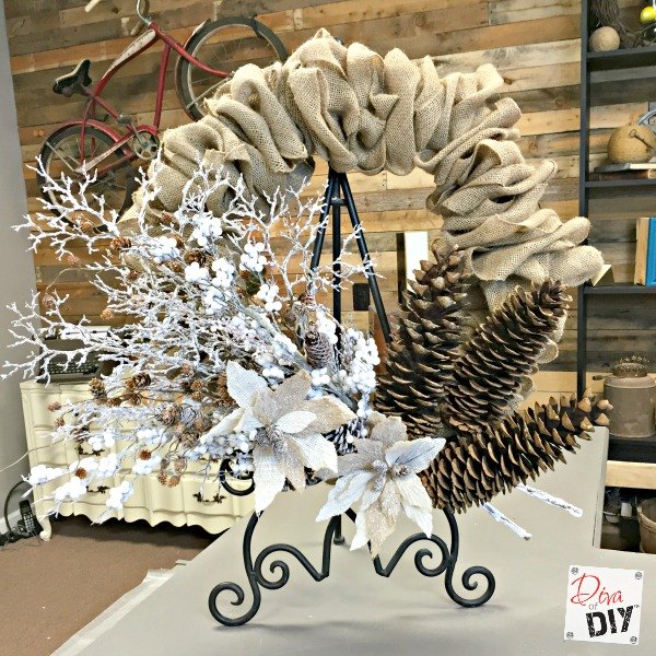 s 13 enjoyable burlap wreaths that ll make you smile when you see them, Upholster Burlap In A Wire Form