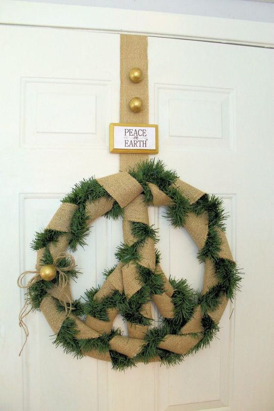 s 13 enjoyable burlap wreaths that ll make you smile when you see them, Braid Burlap Around Green Garland
