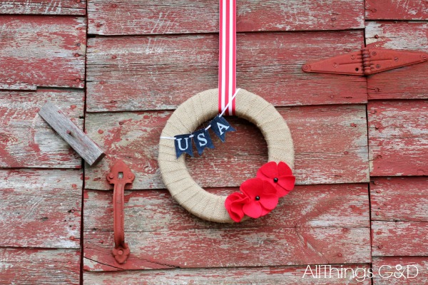 s 13 enjoyable burlap wreaths that ll make you smile when you see them, Show Off Love For The USA With Burlap