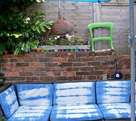 stunning outdoor sofa refresh with shibori