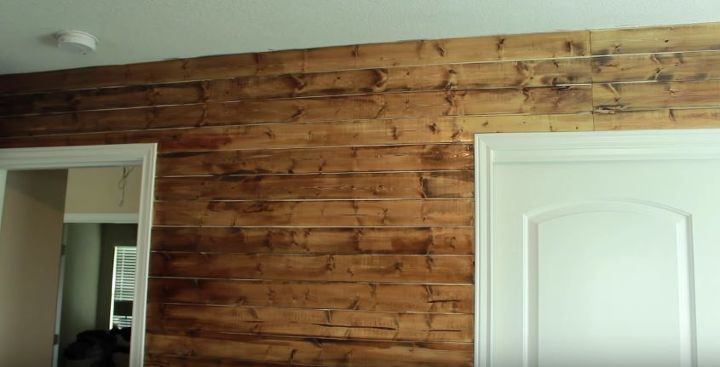 s 11 rustic decor projects to make your bedroom homey you rewelcome, Install Stained Wood Into Your Wall