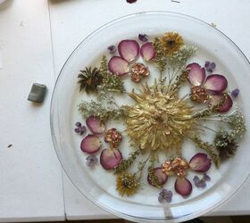 pressed flower home decor tray