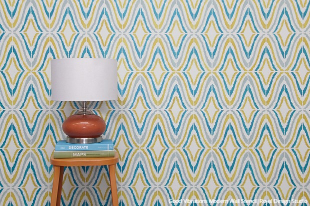 how to stencil a modern wallpaper look