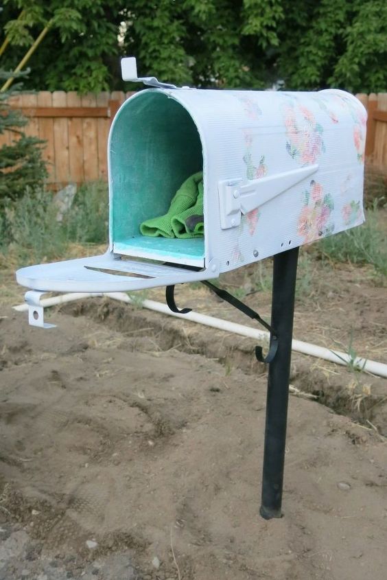 caixa de correio reciclada armazenamento de ferramentas de jardim