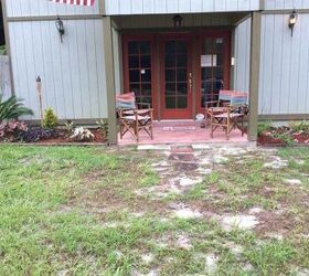 pavers or gravel or river rock oyster shell in front of house