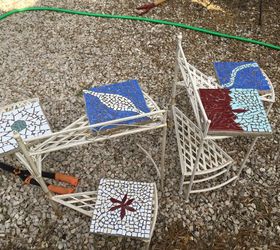 garden mosaics made from broken tiles