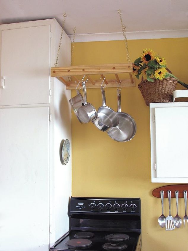 diy wooden hanging pot rack