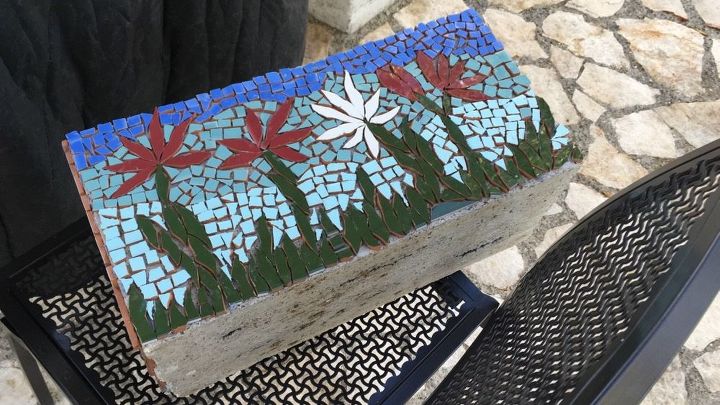 garden mosaics made from broken tiles
