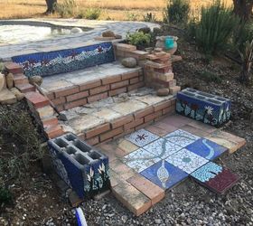 garden mosaics made from broken tiles