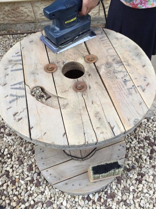 Turn A Dusty Cable Spool Into Trendy Coffee Table Hometalk Turn A Dusty Cable Spool Into Trendy Coffee Table