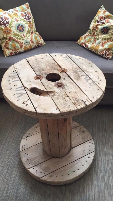 How To Turn A Dusty Cable Spool Into A Trendy Coffee Table Diy Hometalk