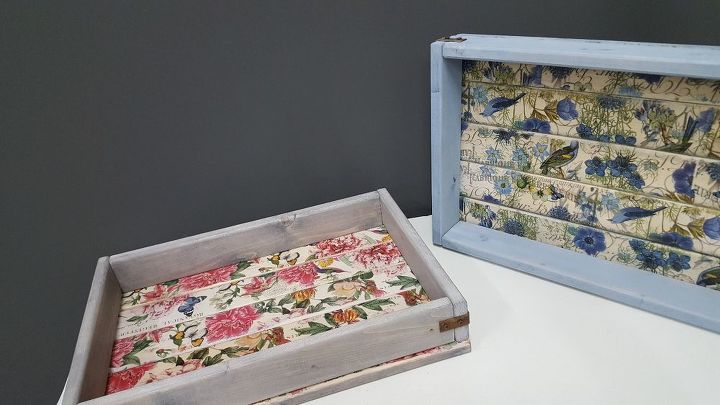 s 11 fabulous serving trays perfect for any girl s night, Decoupage A Shabby Chic Tray