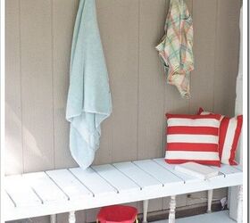 10 lovely benches you can build for your backyard and relax on, Use Spindles For Your Bench Legs