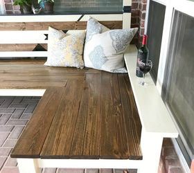 10 lovely benches you can build for your backyard and relax on, Construct An L Shaped Style With Shelves