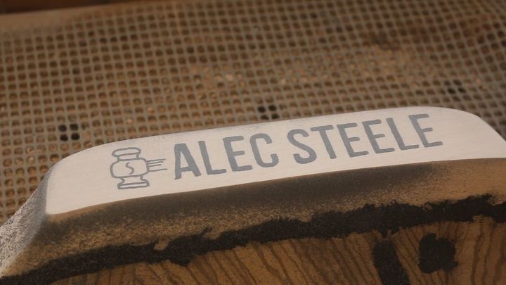 carved workshop stool for alec steele