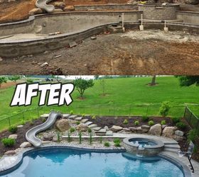 swimming pool landscaping before after