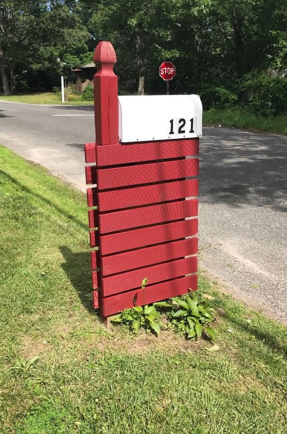 try these gorgeous ideas and the mailman will never miss your mailbox, Revamp Your Mailbox With A Bold Red Post