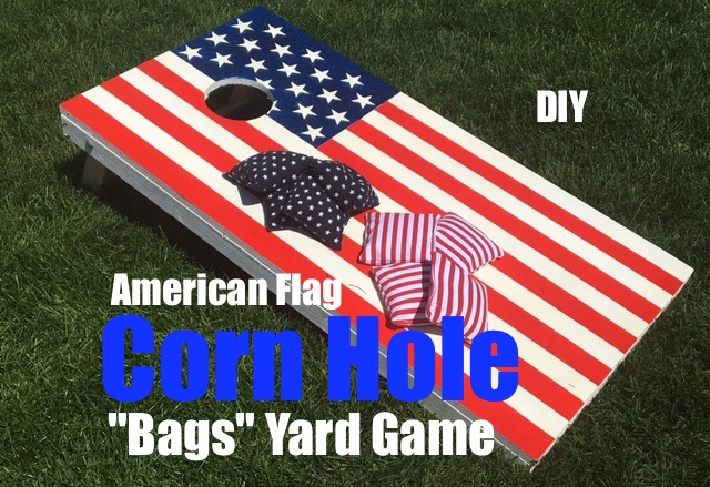 diy patriotic themed corn hole bags backyard game board