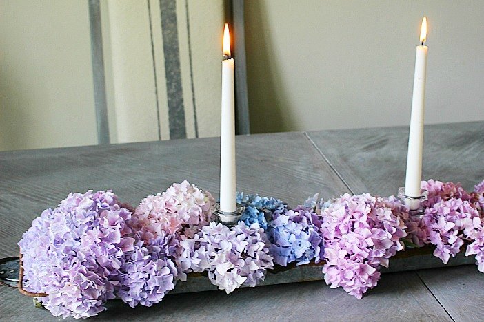 upcycle a chicken feeder into a table centerpiece