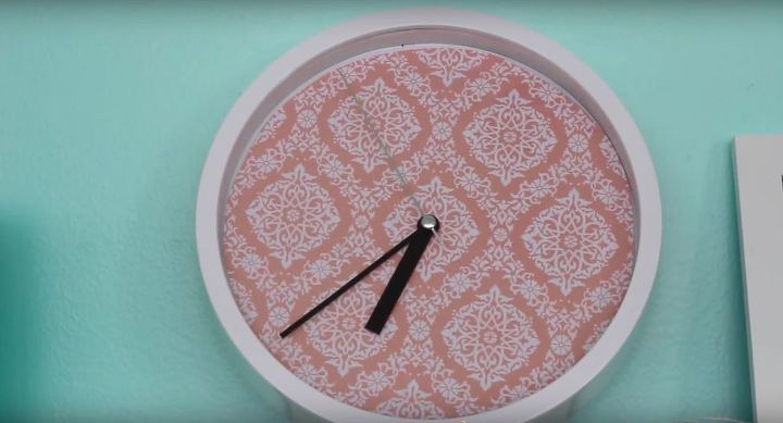 s 26 wonderful ways you can use scrapbooking paper, Revamp A Boring Clock With A Chic Background