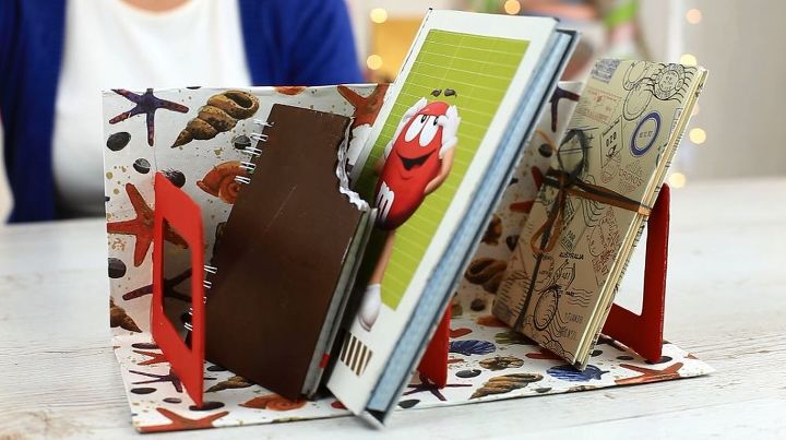 27 maravillosas formas de utilizar el papel para scrapbooking, Organizador de libros DIY
