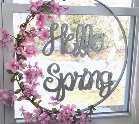 s 15 spring decor ideas that will brighten your home this week, Put together a floral hoop wreath