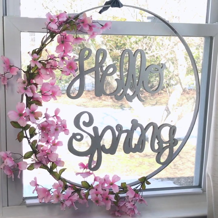 s 15 spring decor ideas that will brighten your home this week, Put together a floral hoop wreath