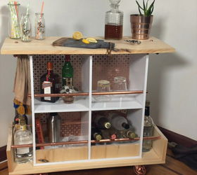 s 10 stay at home bar ideas, Book Shelf Turned Bar Cart