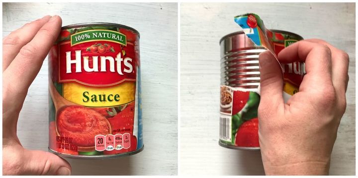 s transform tuna cans into gorgeous lighting in 9 simple steps, Step 1 Clean cans and strip labels