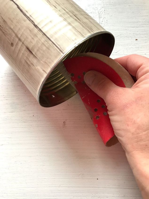 s transform tuna cans into gorgeous lighting in 9 simple steps, Step 4 Sand inside of cans