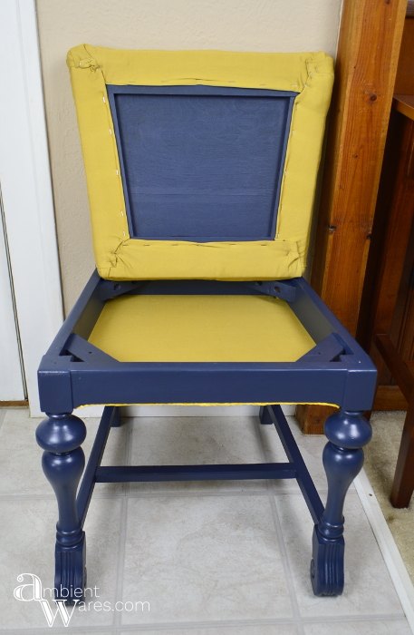 nautical color chair makeover with added storage