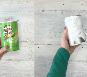 s transform tuna cans into gorgeous lighting in 9 simple steps, Hack 4 Cover cut half circle on bottom