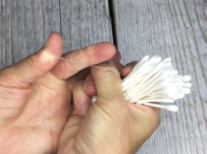 tie cotton swabs together for this outdoor seating update