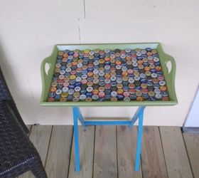 s save your bottle caps for these x crazy cool ideas, A Serving Table For Your Porch