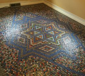 s save your bottle caps for these x crazy cool ideas, A Bottle Cap Floor