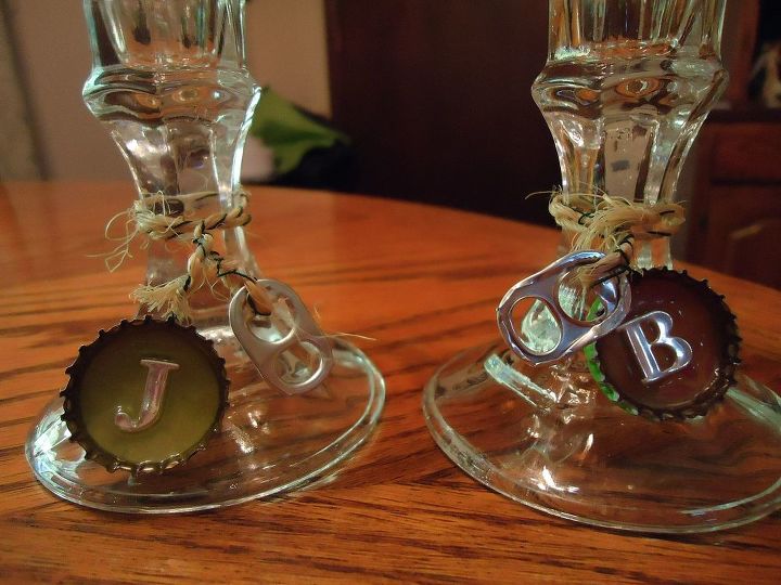 s save your bottle caps for these x crazy cool ideas, A Monogram Wine Glass