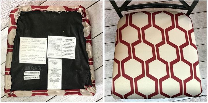 repurposed curtains into chair cushions