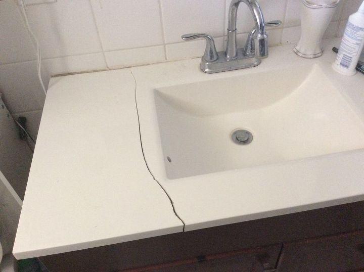 How Can I Fix This Broken Vanity Top Hometalk - How To Change Bathroom Sink Top