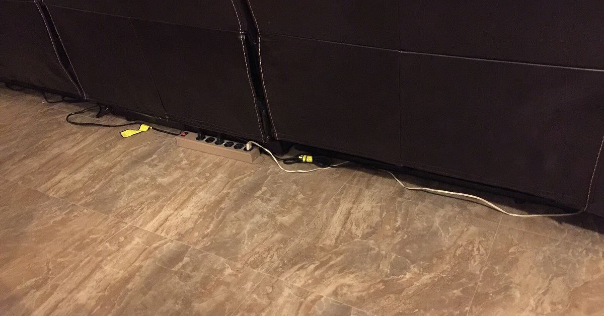 Sofa Baseboard Hides Ugly Cords, How To Hide The Back Of A Reclining Sofa