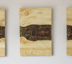 resin wood triptych wall art
