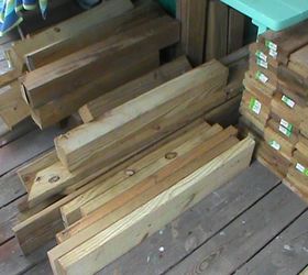 whimsical scrap wood bench and shelving uint