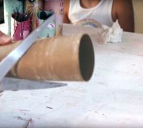 make a diy hair accessory holder from paper rolls