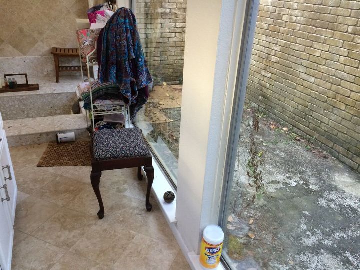 mosaic catio cat patio project, Before Area outside Master Bath 8 x 18