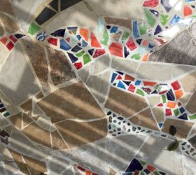 mosaic catio cat patio project, Details of grouted work in progress